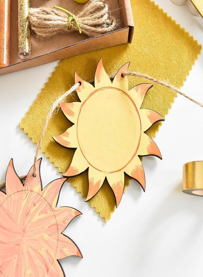 Haoser Pack of 10 Sunshine Bunting Craft Kit - 4 Inch Wooden Sun Cutouts for Kids DIY Painting - Summer Art & Craft Kit for Decoration - Image 3
